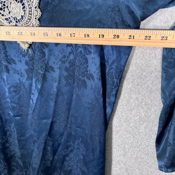 Vintage 80s Scott‎ McClintock Lace Blouse Size 10 Navy Victorian Cottage Prairie - Picture 7 of 12